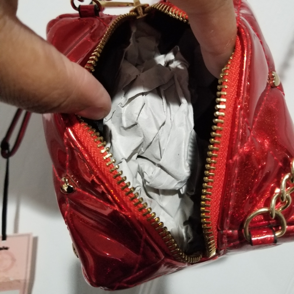 Juicy Couture Metallic Gold & Poppy Red Quilted Sofie Mini Crossbody Bag - Picture 13 of 15